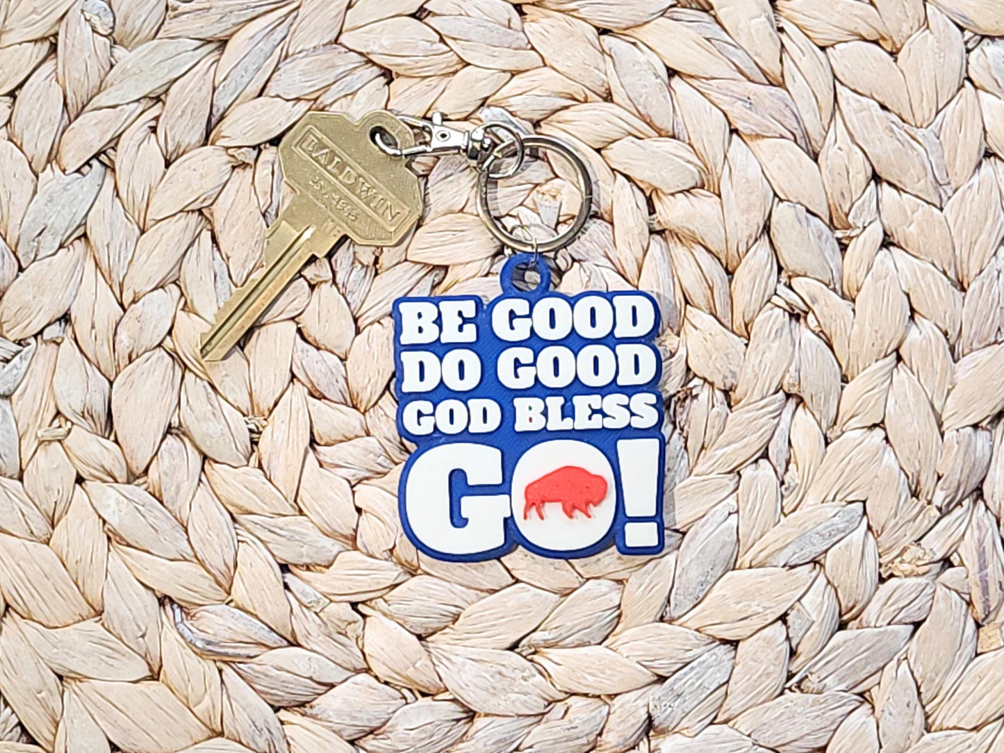 Buffalo Football MVP Keychain | Buffalo Football Fan Gift | Be Good, Do Good, God Bless, Go Buffalo