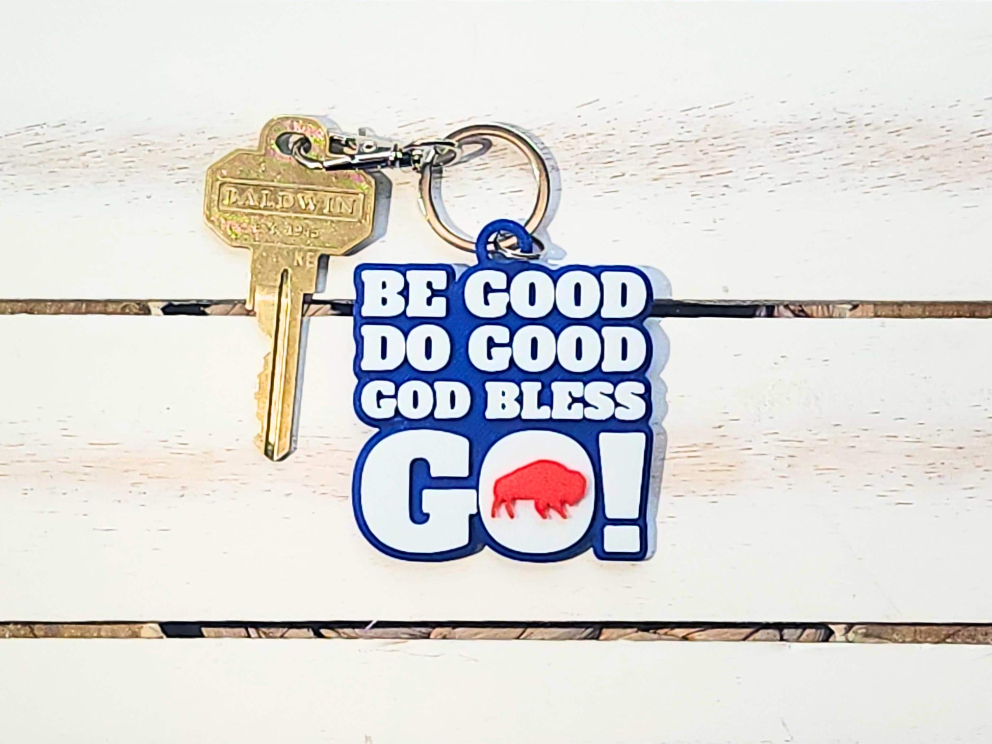 Buffalo Football MVP Keychain | Buffalo Football Fan Gift | Be Good, Do Good, God Bless, Go Buffalo