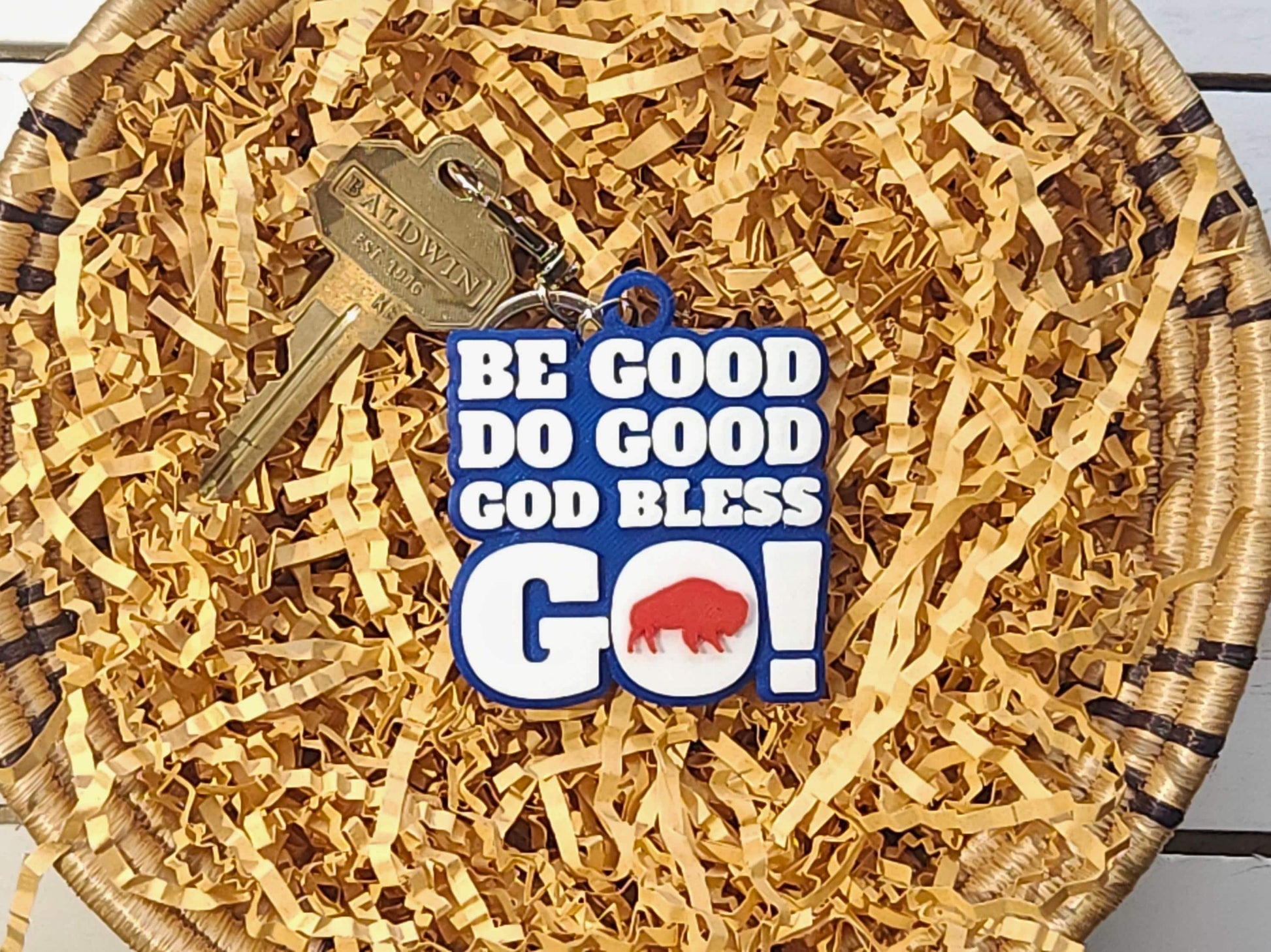 Buffalo Football MVP Keychain | Buffalo Football Fan Gift | Be Good, Do Good, God Bless, Go Buffalo