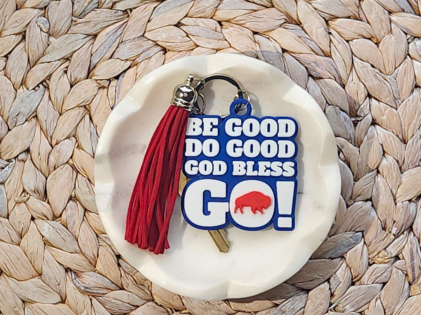 Buffalo Football MVP Keychain | Buffalo Football Fan Gift | Be Good, Do Good, God Bless, Go Buffalo