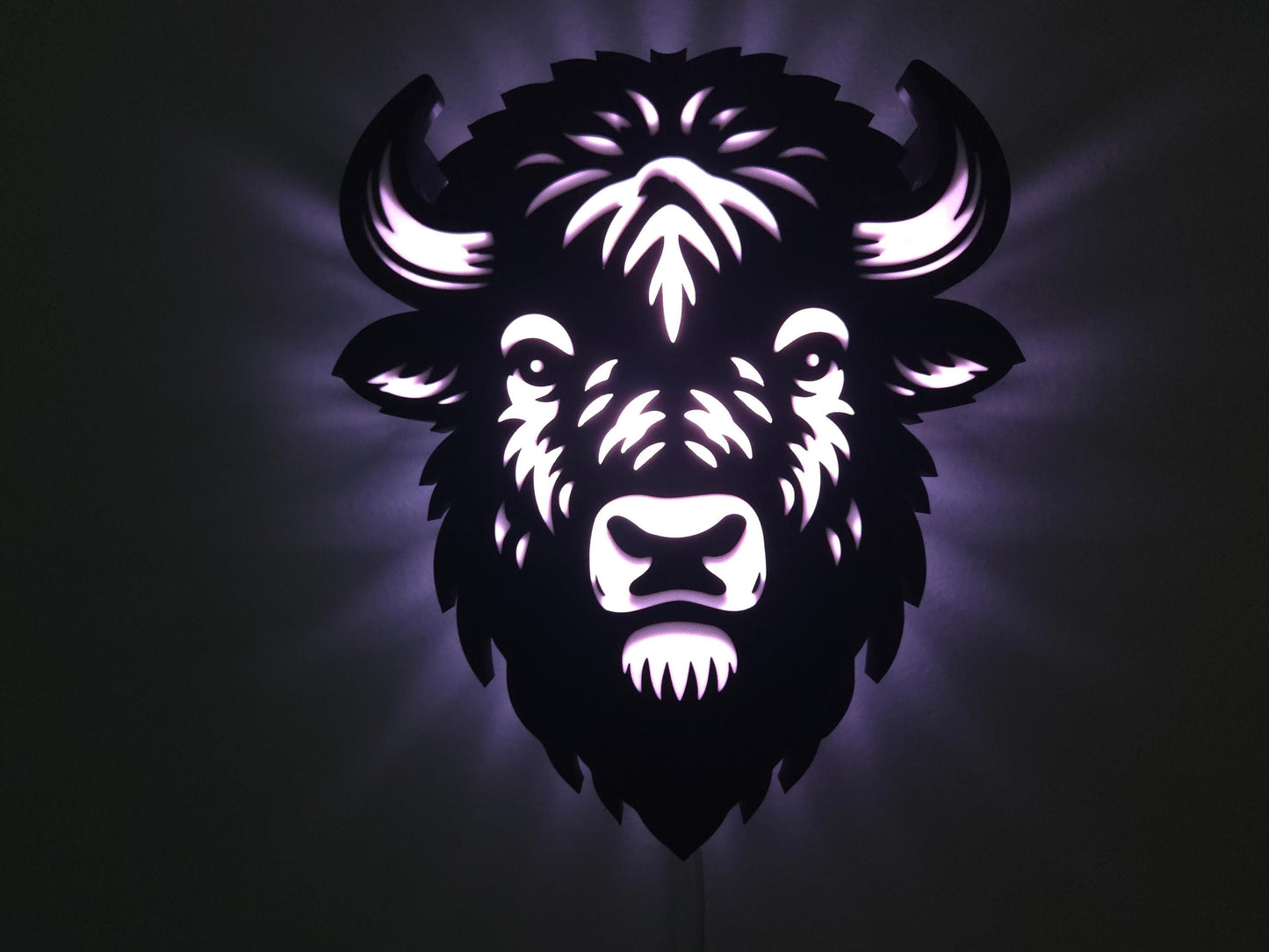 Wall Mounted Bison Lamp: Color Changing Buffalo Football or Hockey Wall Decor