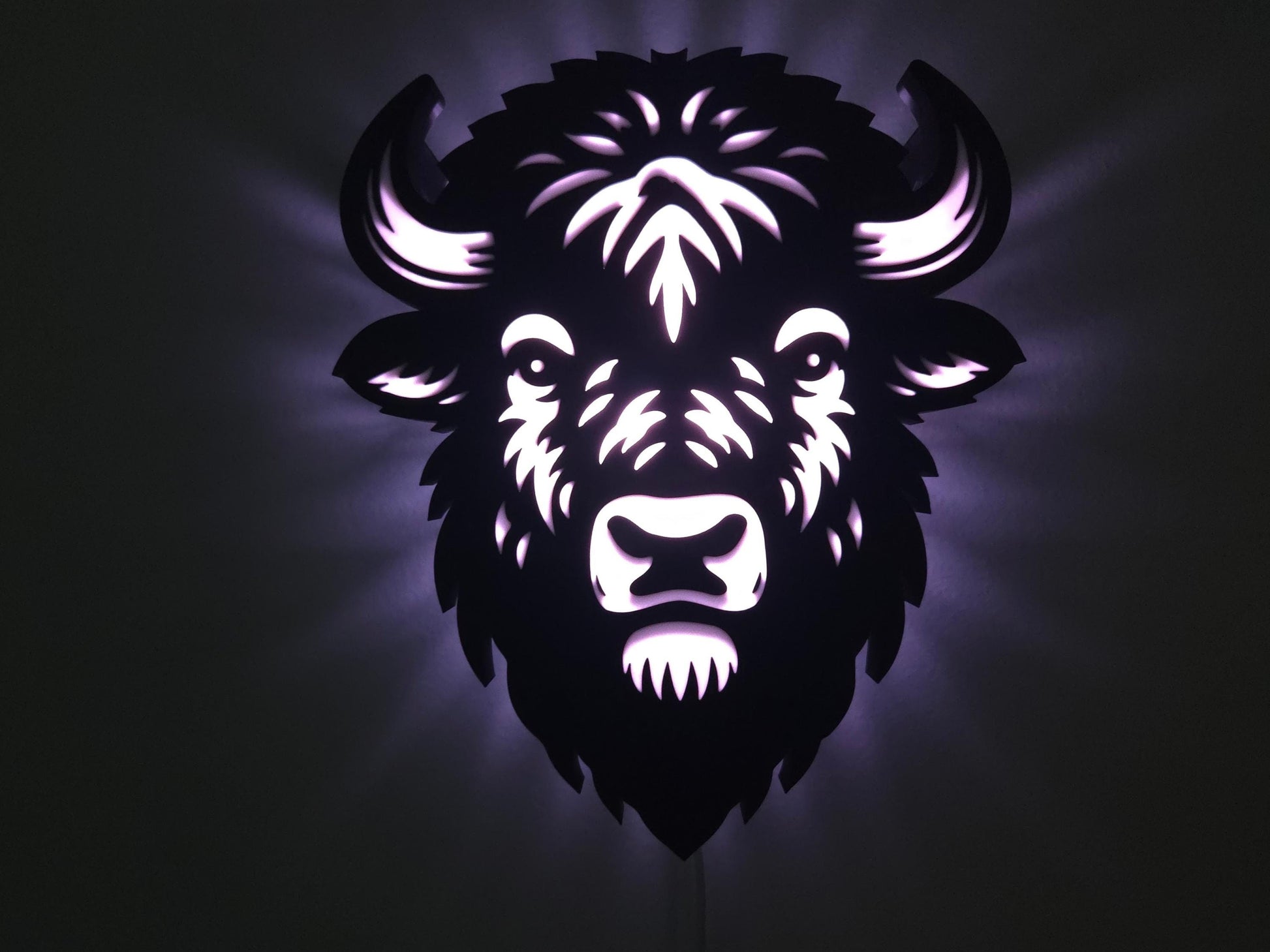 Wall Mounted Bison Lamp: Color Changing Buffalo Football or Hockey Wall Decor