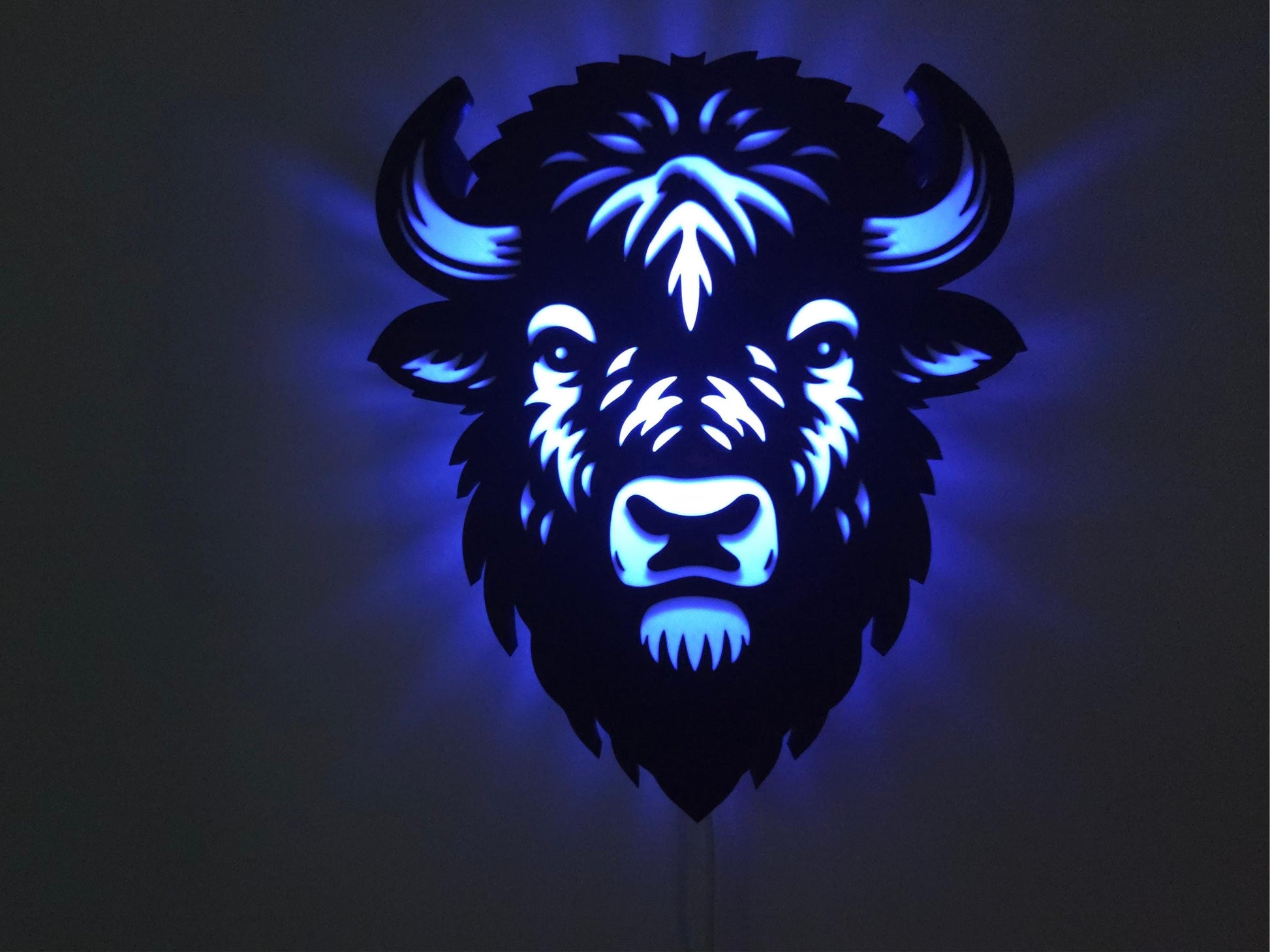Wall Mounted Bison Lamp: Color Changing Buffalo Football or Hockey Wall Decor