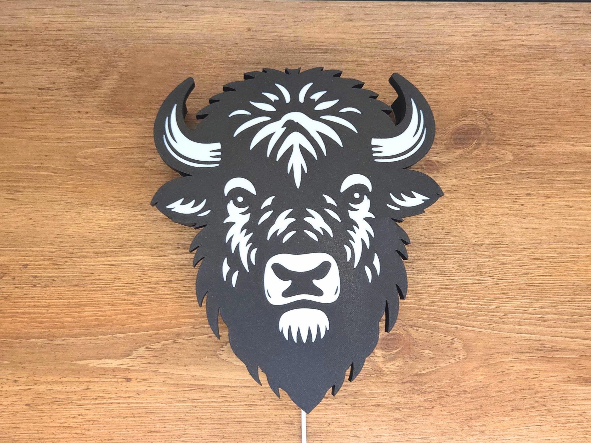 Wall Mounted Bison Lamp: Color Changing Buffalo Football or Hockey Wall Decor