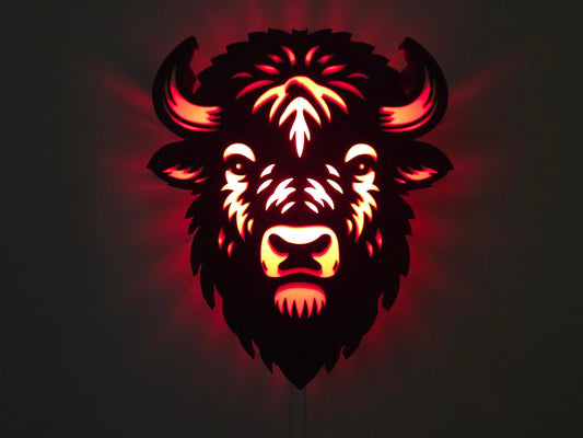 Wall Mounted Bison Lamp: Color Changing Buffalo Football or Hockey Wall Decor