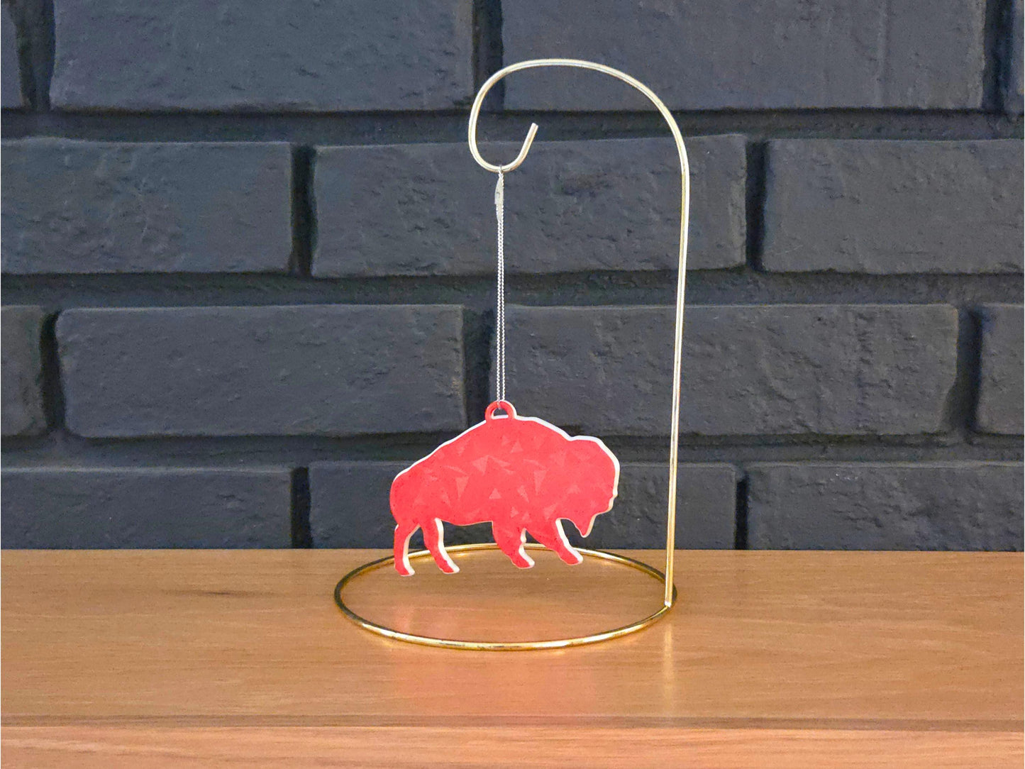 Icy Bison Christmas Ornament | Buffalo Holiday Ornament in Red or Silver