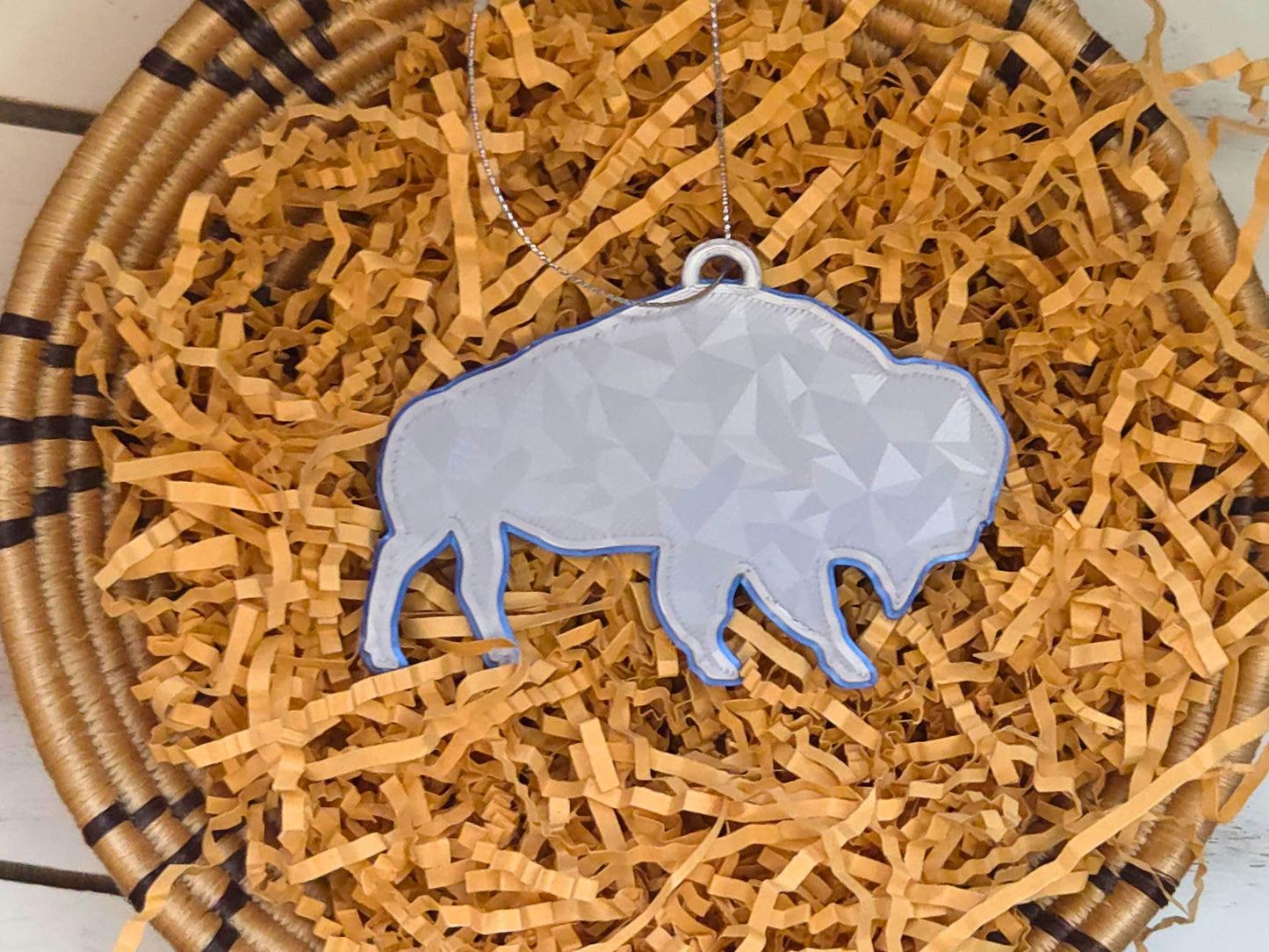 Icy Bison Christmas Ornament | Buffalo Holiday Ornament in Red or Silver