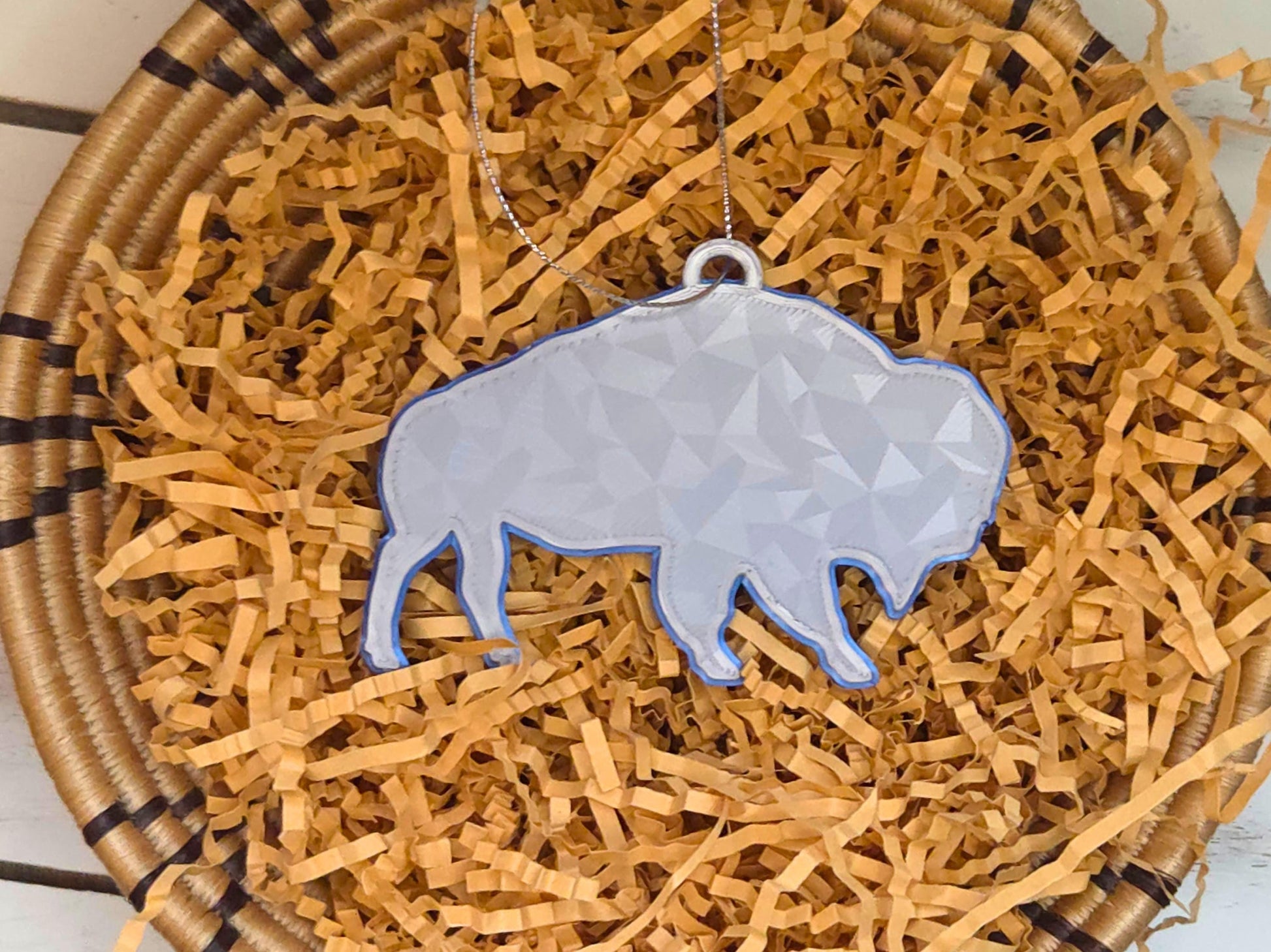 Icy Bison Christmas Ornament | Buffalo Holiday Ornament in Red or Silver