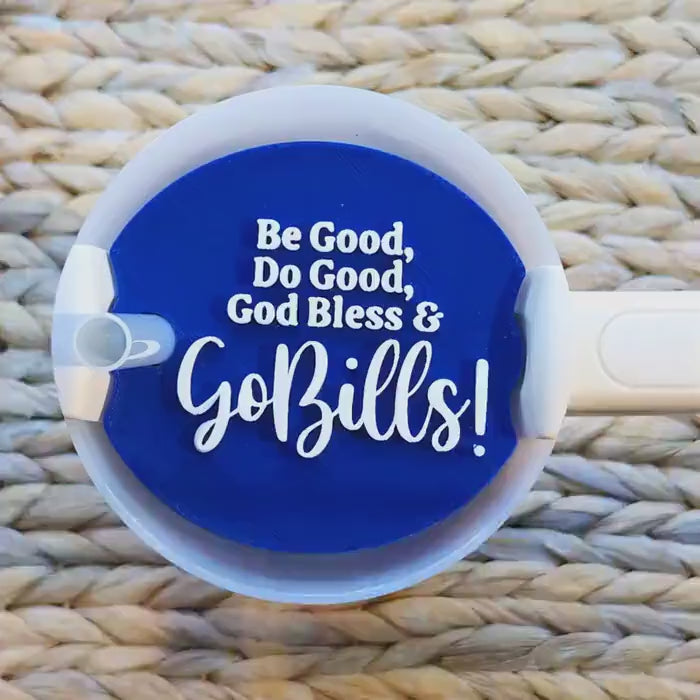 Buffalo Football Tumbler Topper | Lid Cover for H2.0 Quencher 40oz  | Be Good Do Good God Bless Go Bills | Retro Standing Buffalo Icon