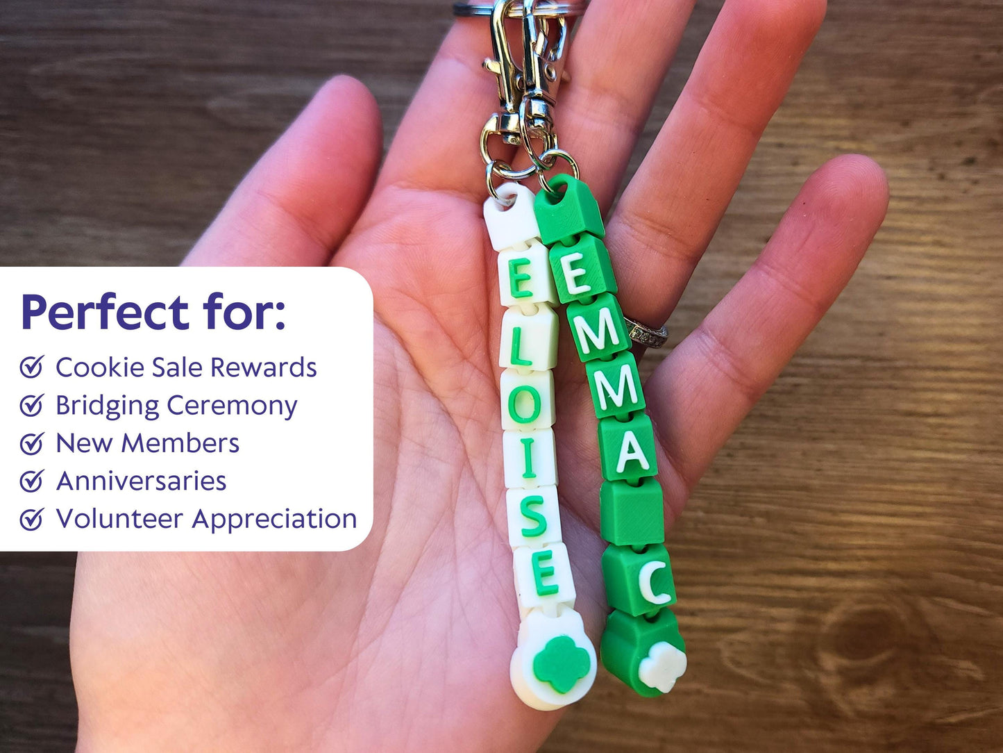 Scout Keychain or Backpack Charm - Custom | Scout Gift | Personalized Troop Number or Name | Cookie Sale Gift