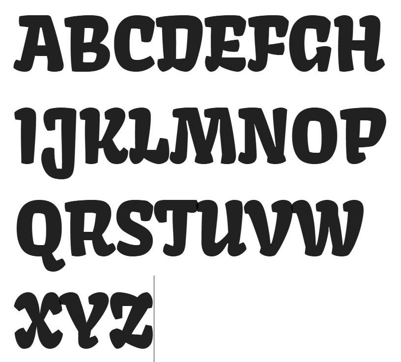 Font example for customization of heart shaped stud earrings.