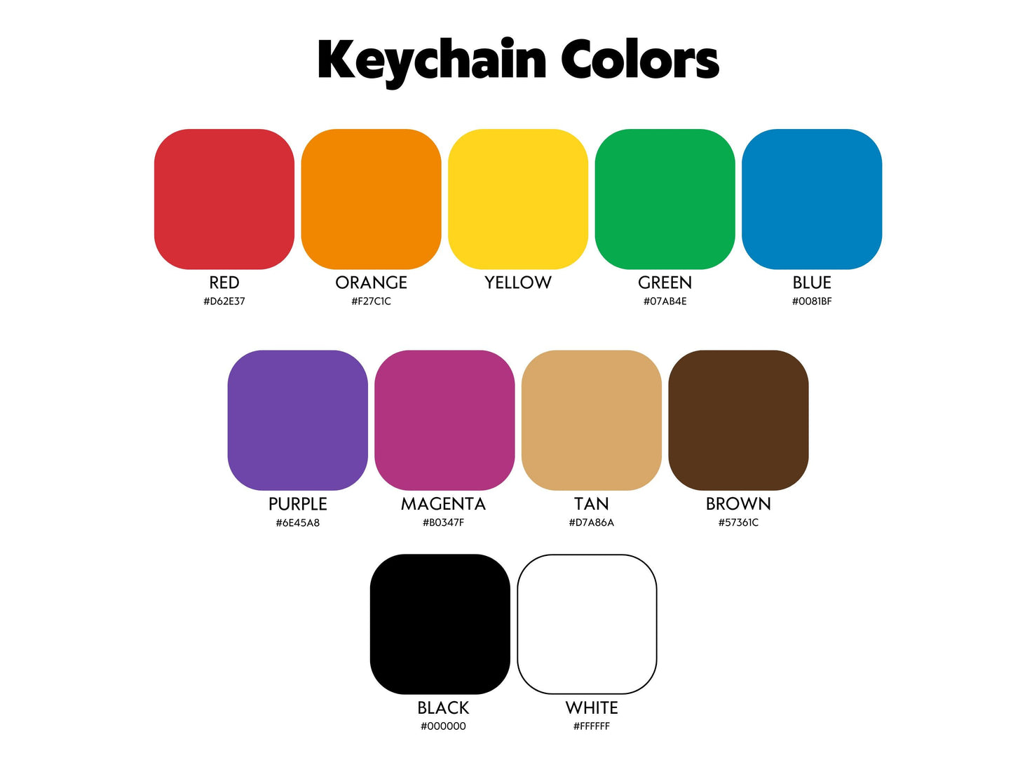 Color swatches for background and text on the articulating fidget personalized keychain.