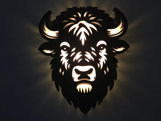 Wall Mounted Bison Lamp: Color Changing Buffalo Football or Hockey Wall Decor