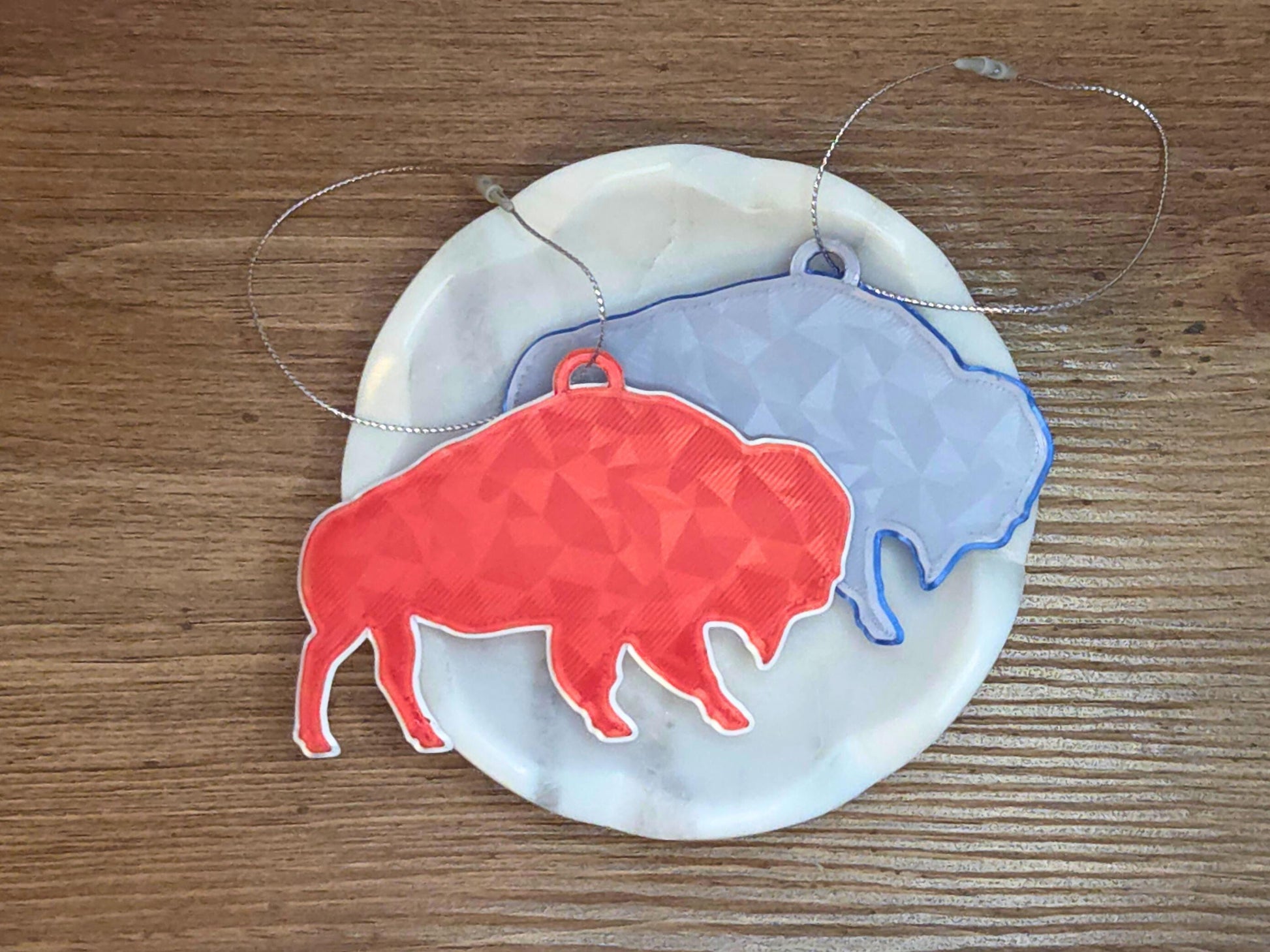 Icy Bison Christmas Ornament | Buffalo Holiday Ornament in Red or Silver