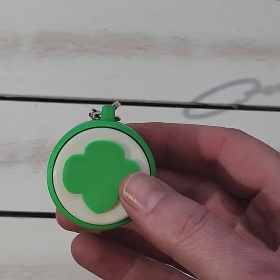Girl Scout Fidget Clicker Keychain - Bridging Gift or Cookie Sale Gift | Girl Scout Keychain  | Green & White Stress Relief Toy
