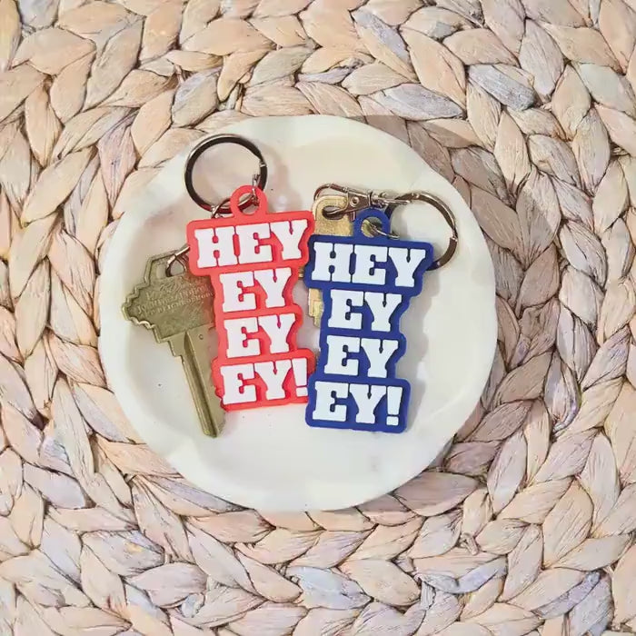 Buffalo Football Keychain | Hey-Ey-Ey-Ey Keychain in Red or Blue | Buffalo Fan Accessories