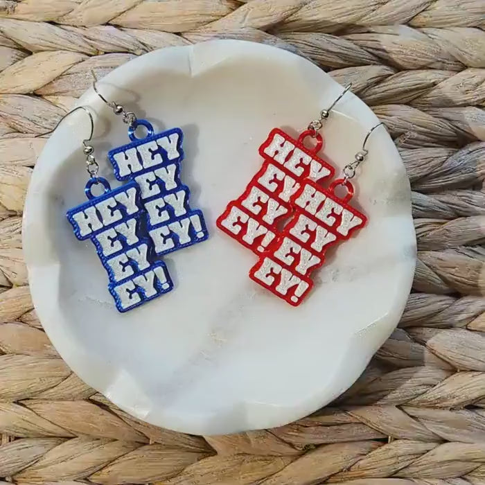 Buffalo Football Earrings | Hey-Ey-Ey-Ey Earrings in Red or Blue | Buffalo Fan Accessories