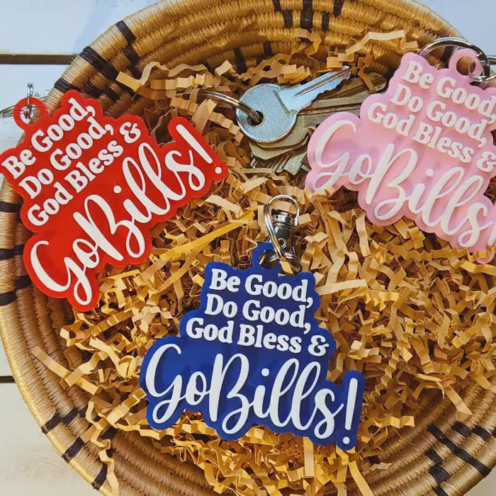 Buffalo Football MVP Keychain | Be Good, Do Good, God Bless, Go Bills