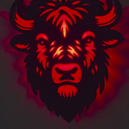Wall Mounted Bison Lamp: Color Changing Buffalo Football or Hockey Wall Decor